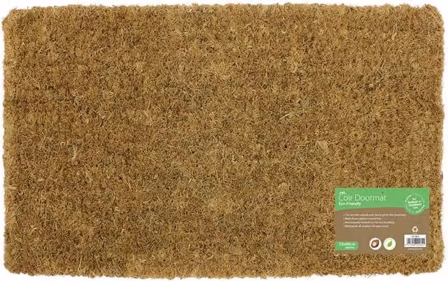 JVL Ryburn Plain Natural Coir Doormat, Beige/Brown, W: 60 cm, D: 35 cm