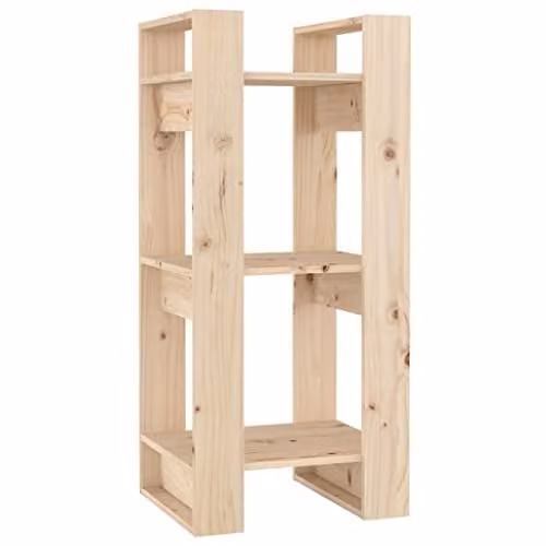 vidaXL Freestanding Solid Pine Wood Bookshelf and Room Divider in Brown, H 91 cm x W 41 cm x D 35 cm