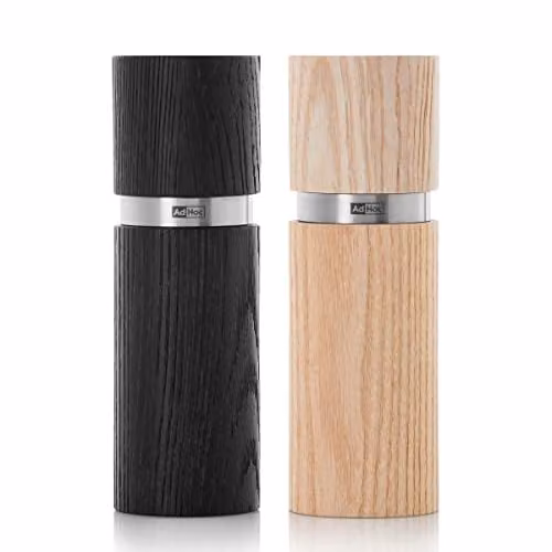 AdHoc Textura Salt and Pepper Grinder Set in Beige and Multicolour Wood and Ceramic