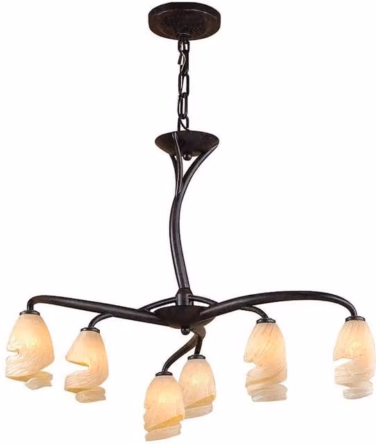 Netlighting Forest 3 Arm 6 Light Pendant Lamp in Brown and Black Oxide with Amber Glass – 1