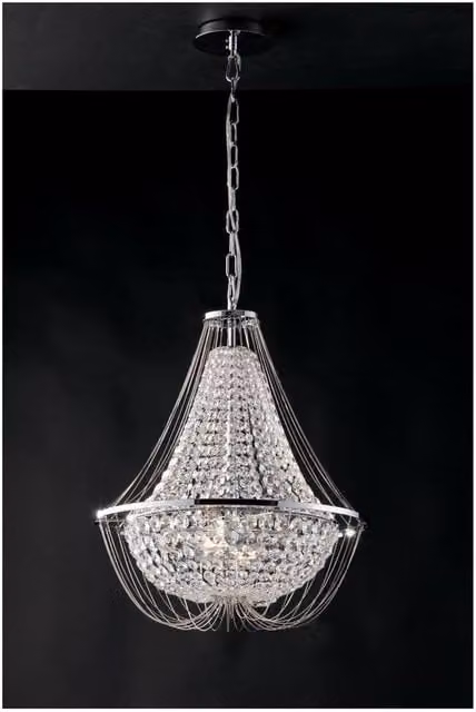 Netlighting Vienna Crystal K9 Chandelier in Grey and Chrome, Diameter: 45 cm
