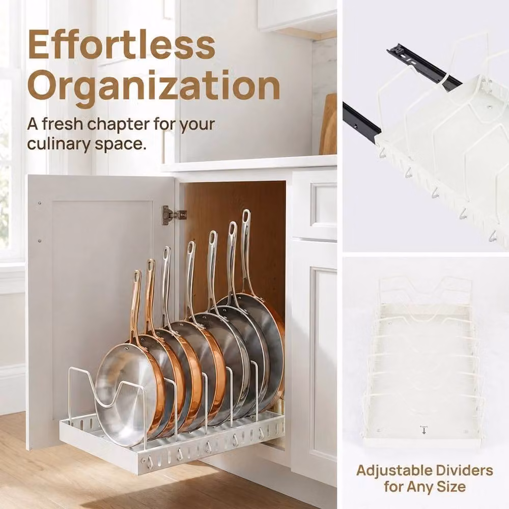 Kelvenix White Metal Pull Out Cabinet Organizer Drawer Insert – 4