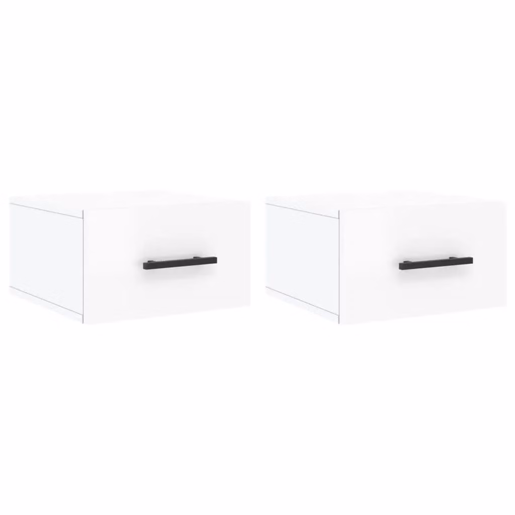 Berkfield Home Set of 2 Wall-mounted High Gloss White Bedside Cabinets W/D/H: 35 x 35 x 20 cm