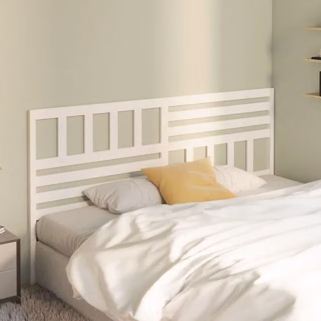 Berkfield Home White Solid Wood Pine Bed Headboard, W: 206 cm, D: 4 cm, H: 100 cm – 1
