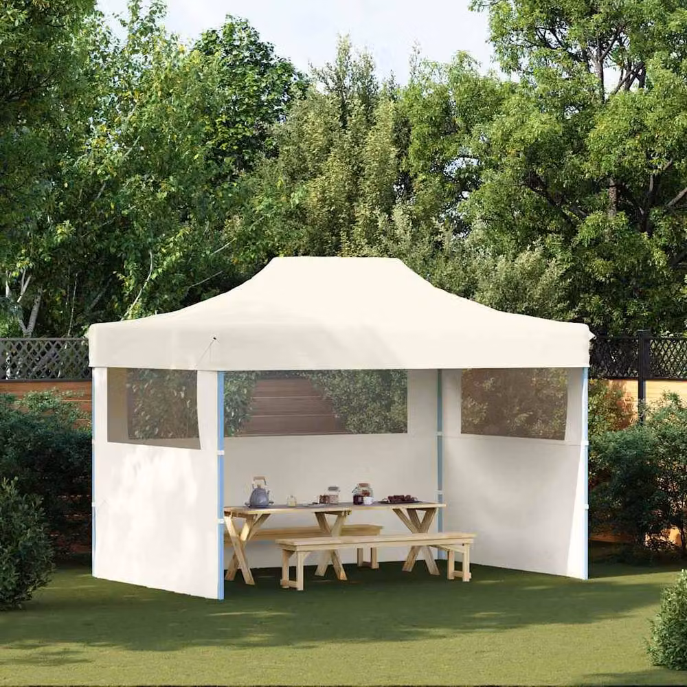 Berkfield Home Professional Folding Party Tent with 3 Sidewalls and Windows, Steel and PVC, Beige, W: 4 m, D: 3 m, H: 2.8 m – 2