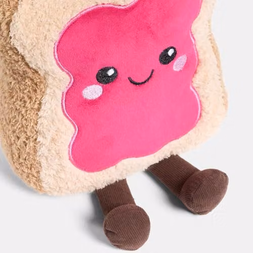 OHS Jam Toast Plush Pillow, Decorative Pink and Beige Novelty Cushion, W/D/H: 25 x 25 x 25 cm – 4