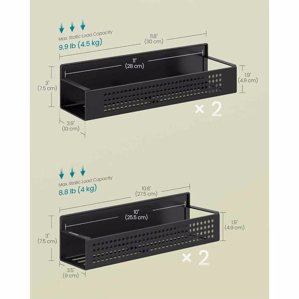 The Bazaarist Set of 4 Magnetic Spice Racks for Fridge, Black – 3