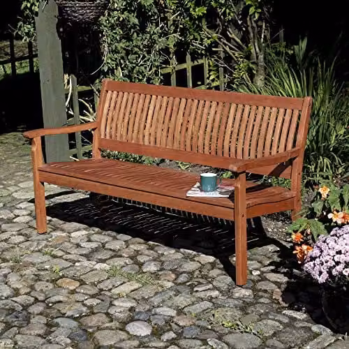 Rowlinsons Willington 3 Seat Garden Bench in Brown, L150 x W72 x H87 cm – 1