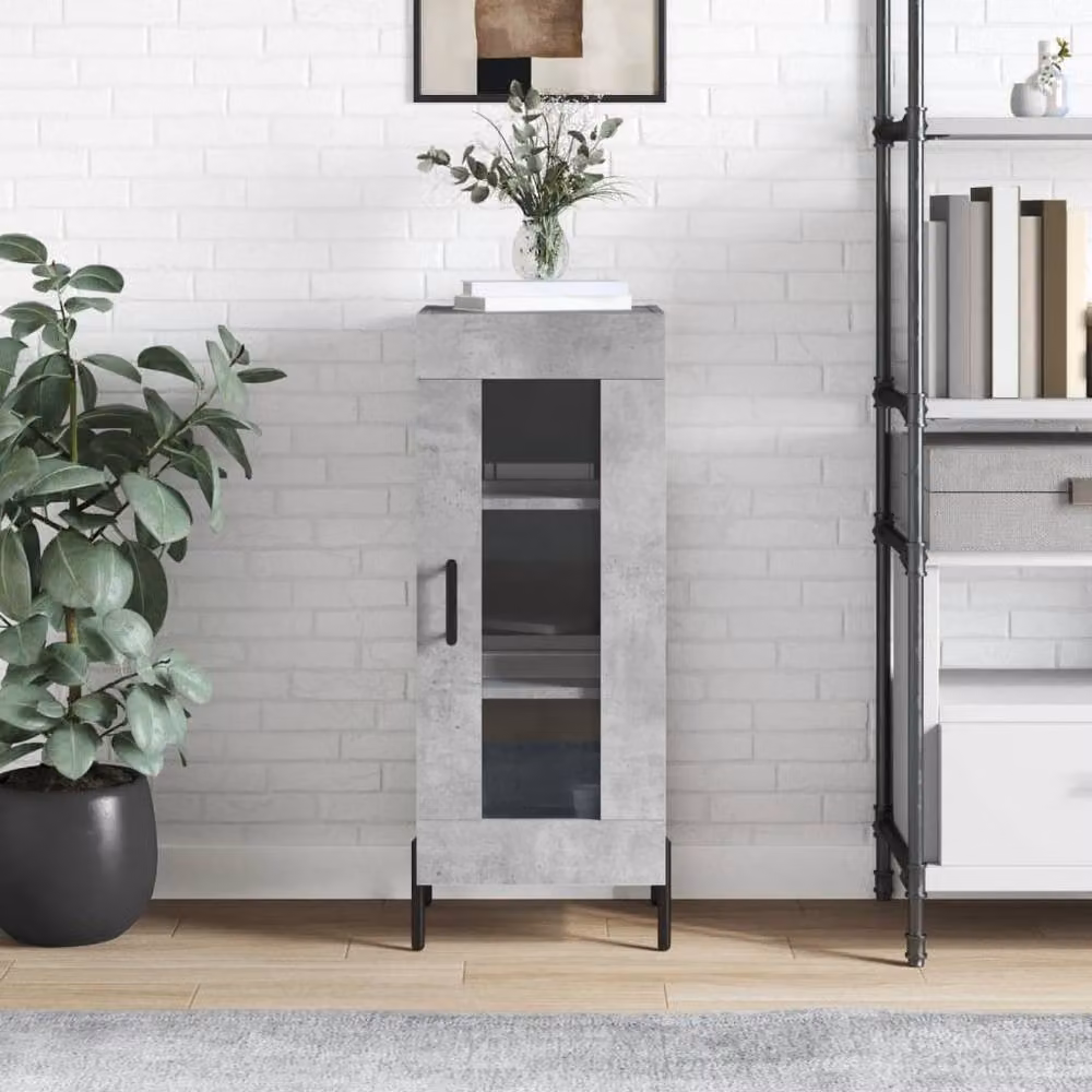 Berkfield Home Grey Concrete Sideboard in Engineered Wood, W/D/H: 34.5 x 34 x 90 cm – 2