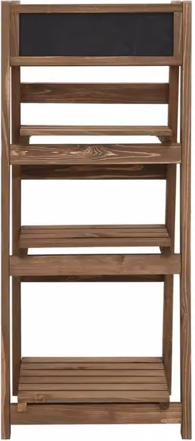 Berkfield Home 3-Tier Rustic Brown Solid Wood Plant Stand with Blackboard, W/D/H: 40 x 30 x 90 cm – 1