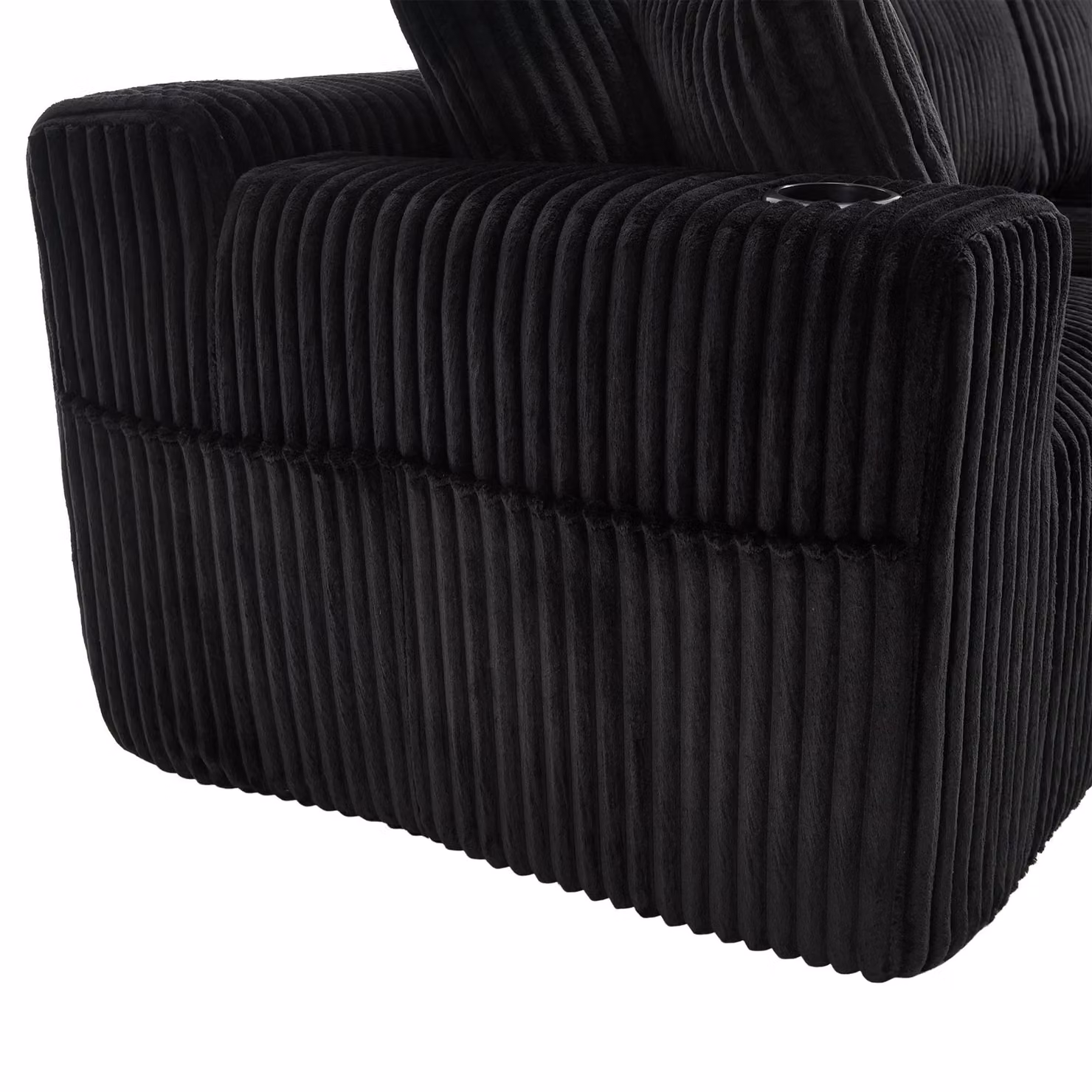 Aosom UK Modular L-Shaped Sectional Sofa in Black Corduroy with Deep Seats and Reversible Design, W/D/H: 160 x 257 x 80 cm – 7