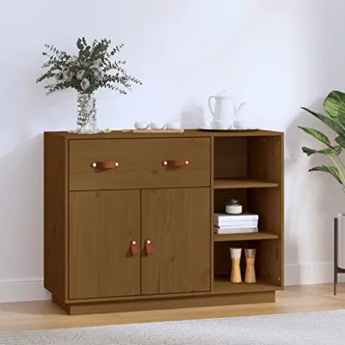 vidaXL Rustic Solid Wood Pine Sideboard, Honey Brown, W/D/H: 98.5 x 40 x 75 cm – 2