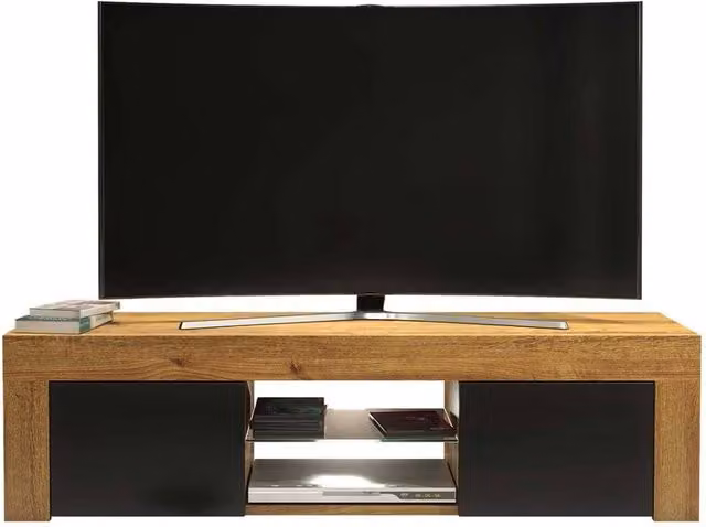 Mex Furniture PAWNORA Modern TV Stand Cabinet Sideboard in Brown Oak Matt Wood Finish – 1