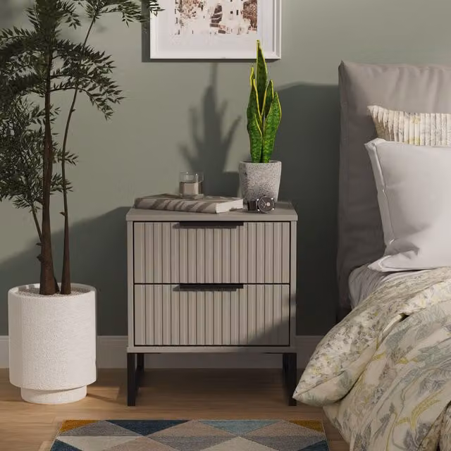2 U Menai Small 2 Drawer Bedside Table in Dark Grey