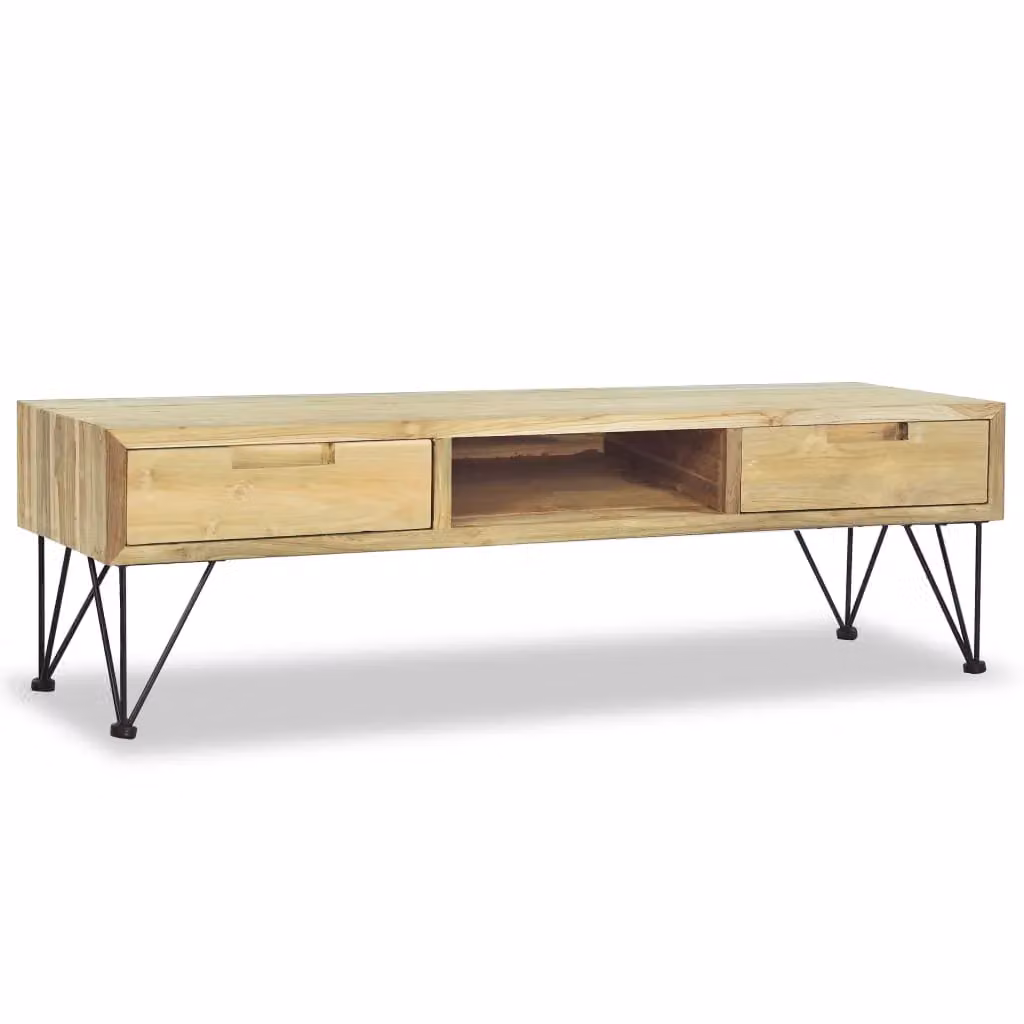 Berkfield Home Rustic Solid Teak TV Cabinet in Brown, W/D/H: 120 x 35 x 35 cm – 2