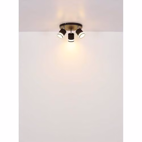 Globo Lighting Lucero Round Adjustable LED Ceiling Spotlight Cluster in Black with 3x GX53 Bulbs – 3