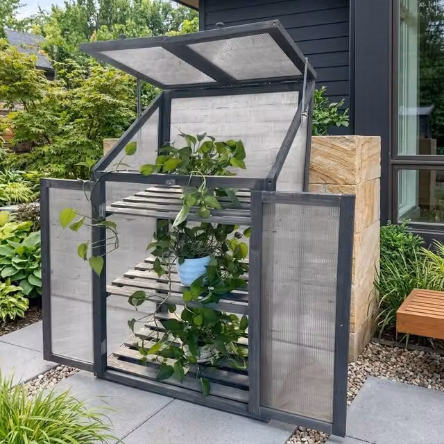 Garden Greatness Lunaria Wooden Greenhouse in Green, W/D/H: 120 x 49 x 69 cm
