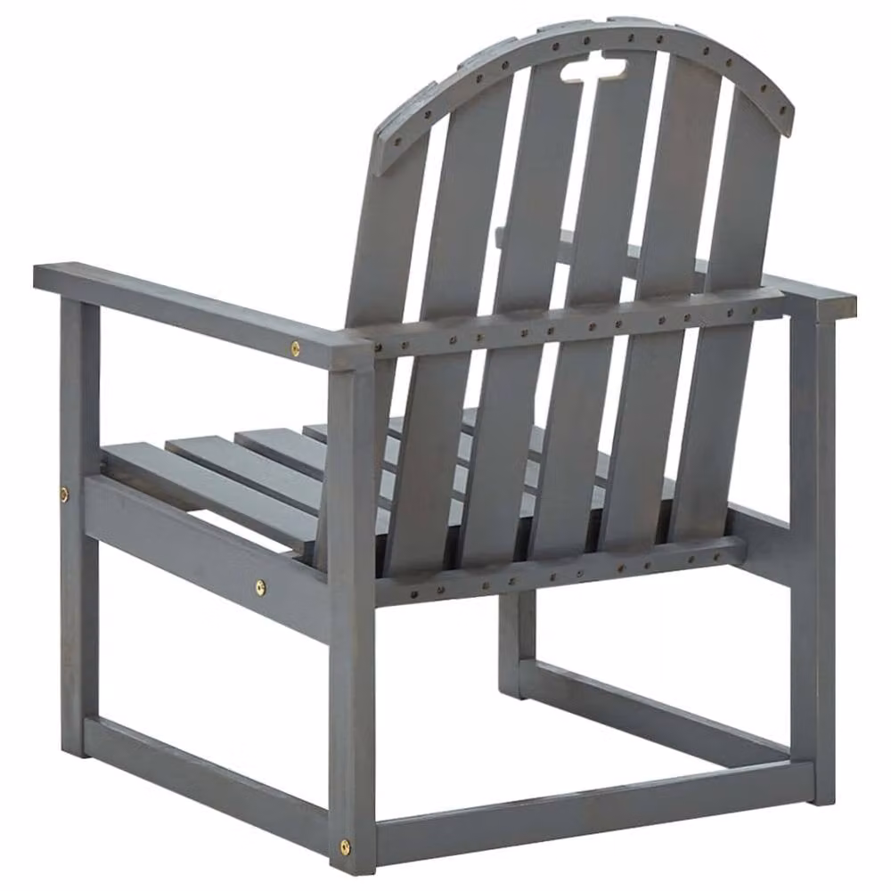 Berkfield Home Set of 2 Grey Acacia Wood Garden Sofa Chairs with Armrests – 3