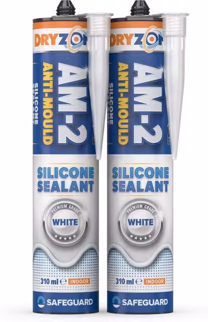 Dryzone Anti-Mould Silicone Sealant, White, 2 x 310ml Packs