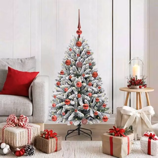 Berkfield Home Artificial Christmas Tree in Green and White, Height: 120 cm