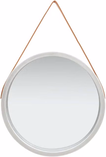 Berkfield Home Round Retro Wall Mirror with Strap, Silver, Diameter: 60 cm