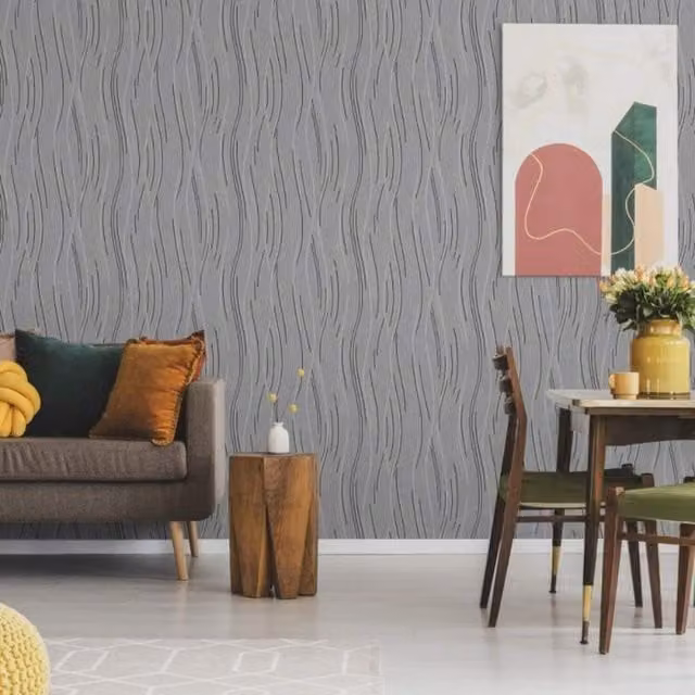 Direct Wallpapers Love Your Walls Shimmer Grey Abstract Striped Matt Wallpaper
