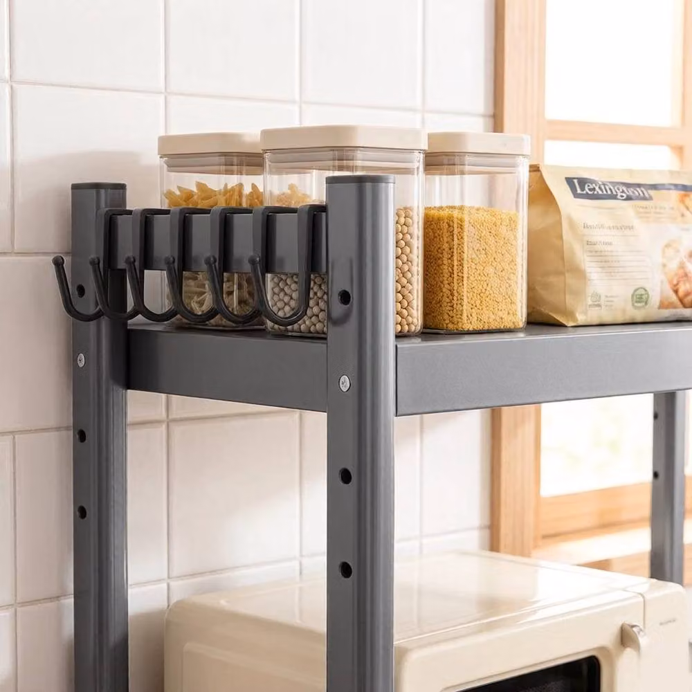 EONLION 2 Tier Expandable Microwave Oven Rack with Adjustable Shelves, Black – 4