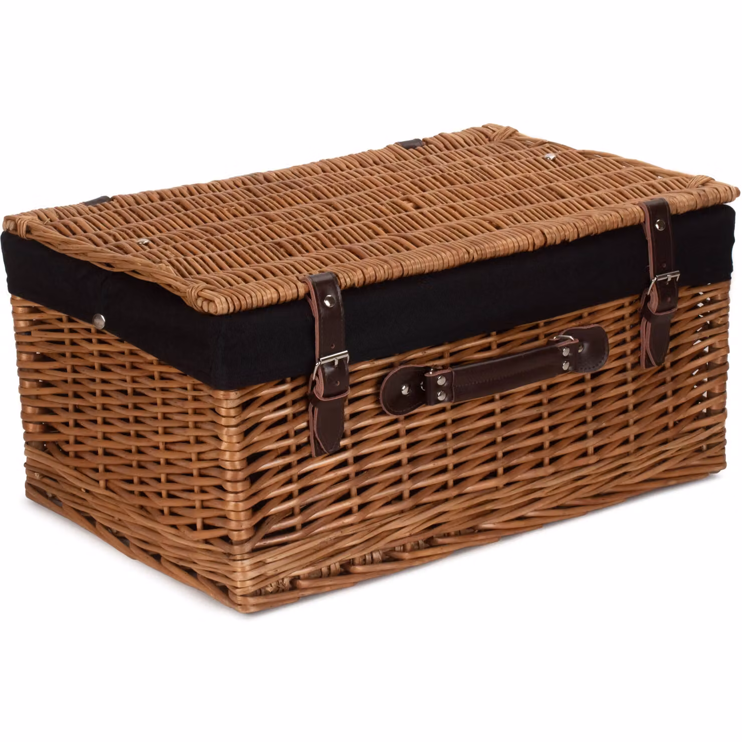 Red Wicker Picnic Basket with Black Cotton Lining, 51 cm – 2