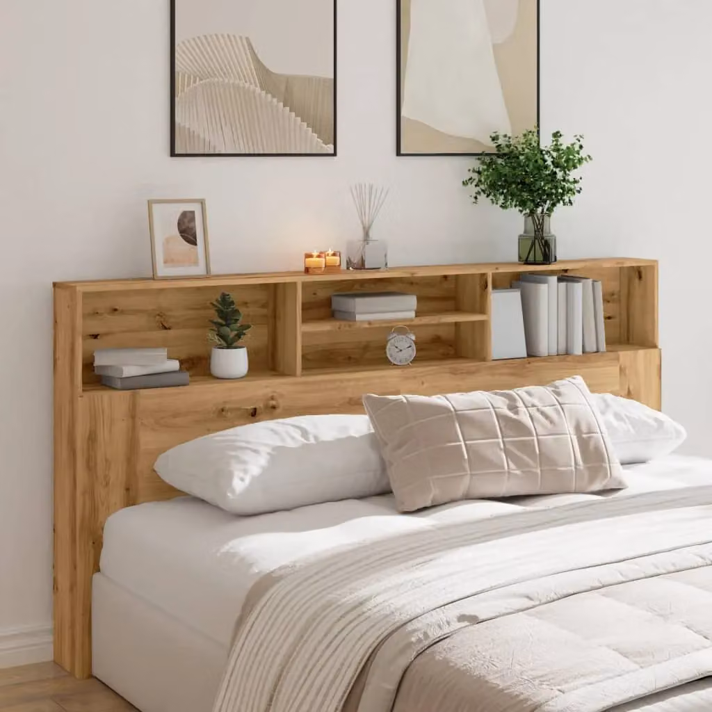 Berkfield Home Artisan Oak Headboard Cabinet in Brown, W/D/H: 200 x 19 x 103.5 cm – 3