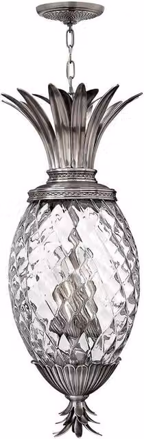 Elstead Classic Suspended Ceiling Pendant Light in Silver and Grey with Transparent Glass Shades and E14 Base