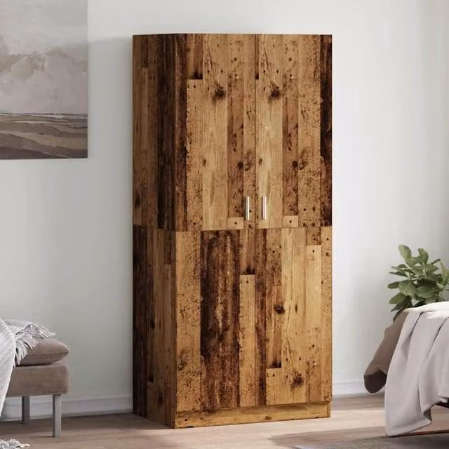 Berkfield Home Old Wood Wardrobe in Brown, W/D/H: 90 x 52 x 200 cm – 1