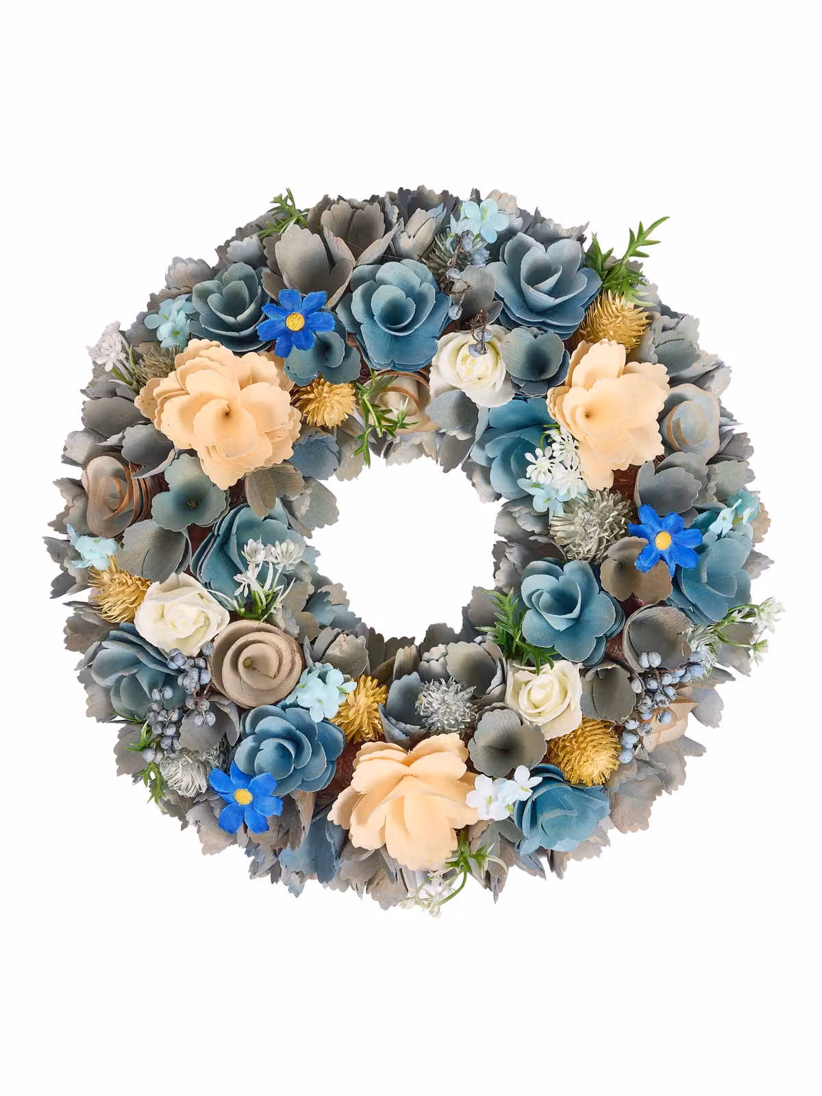 Dibor Traditional Multicolour Floral Spring Door Wreath, Diameter: 35 cm – 2