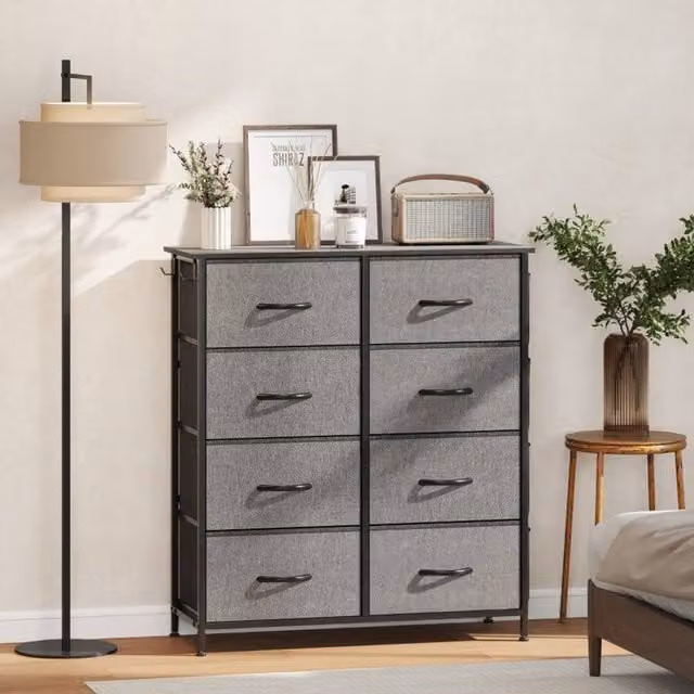 STILVORA 8-Drawer Chest of Drawers with Metal Frame in Charcoal Grey and Anthracite – 1