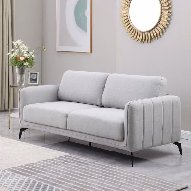 More4Homes Oslo Scandi Style Fabric 2 and 3 Seater Sofa Set in Grey and Beige