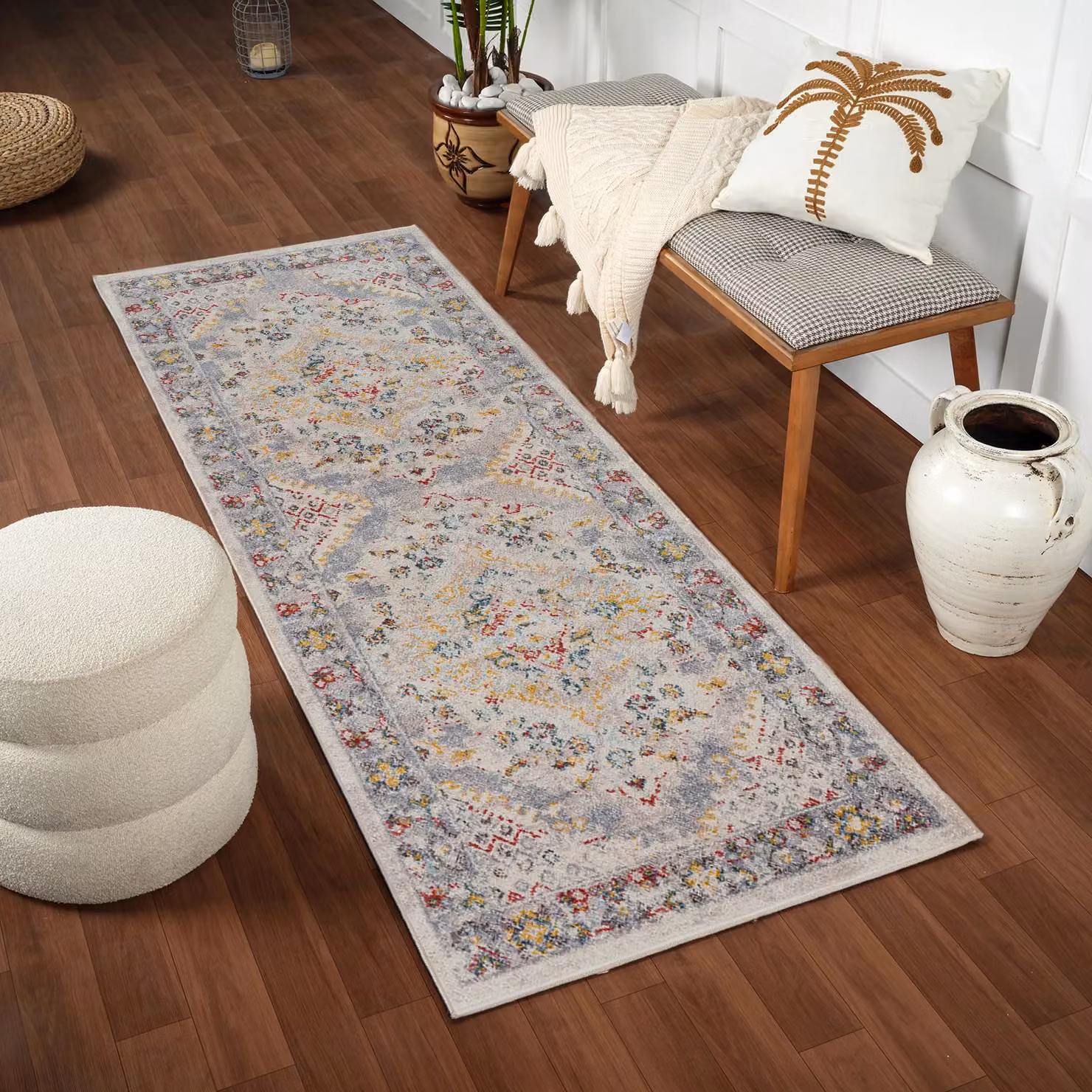Livabliss Ankara Vintage Boho Oriental Rug in Grey, Taupe and Blue, W/D/H: 80 x 220 cm – 2
