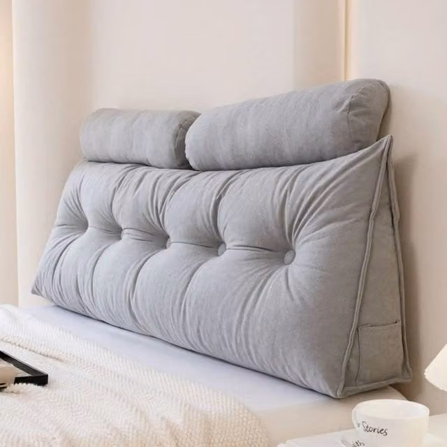 SPETLEK Grey Wedge Lumbar Pillow and Backrest Support Cushion for Adults