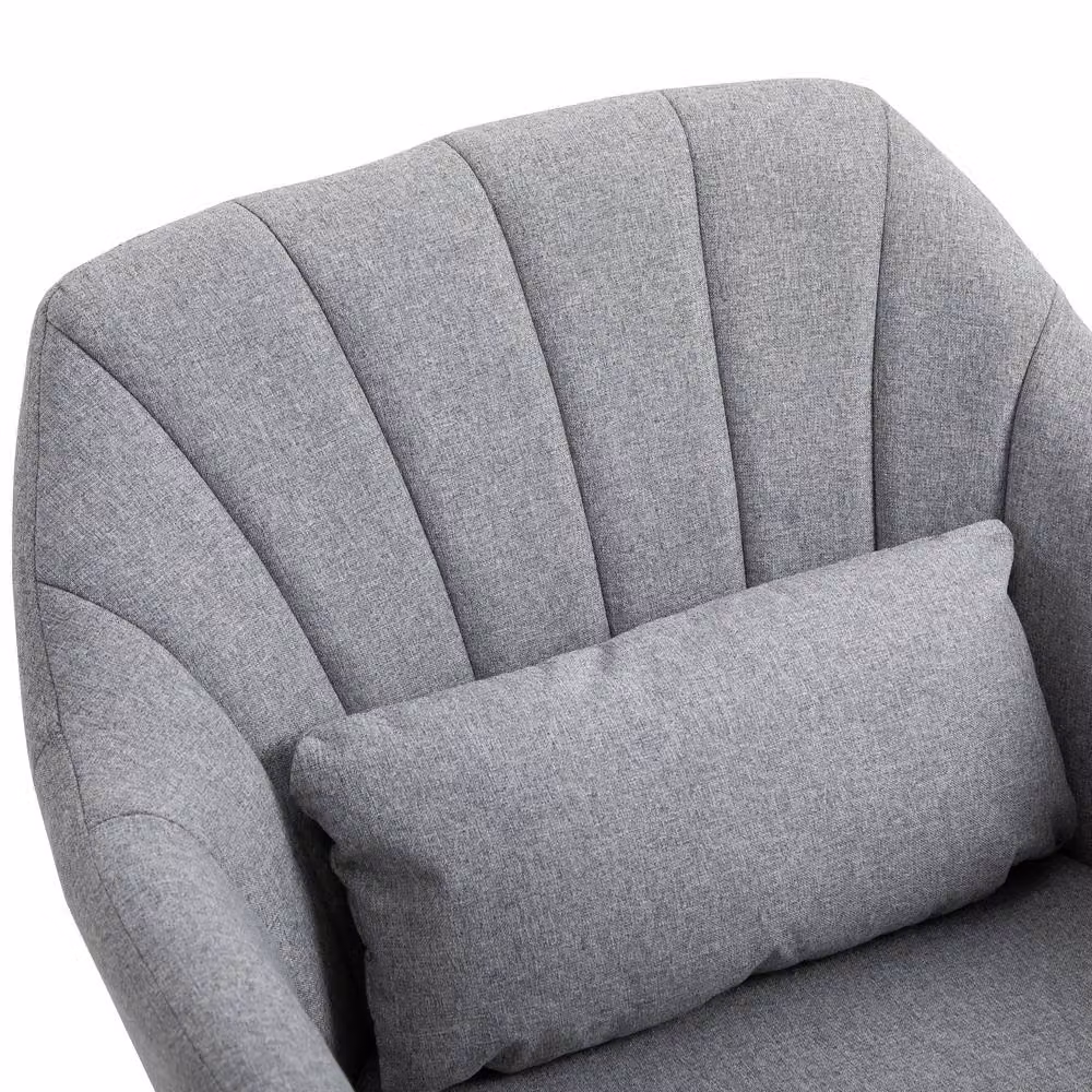 STILVORA Grey Fabric Vanity Chair with 360 Degree Swivel and Metal Base – 6