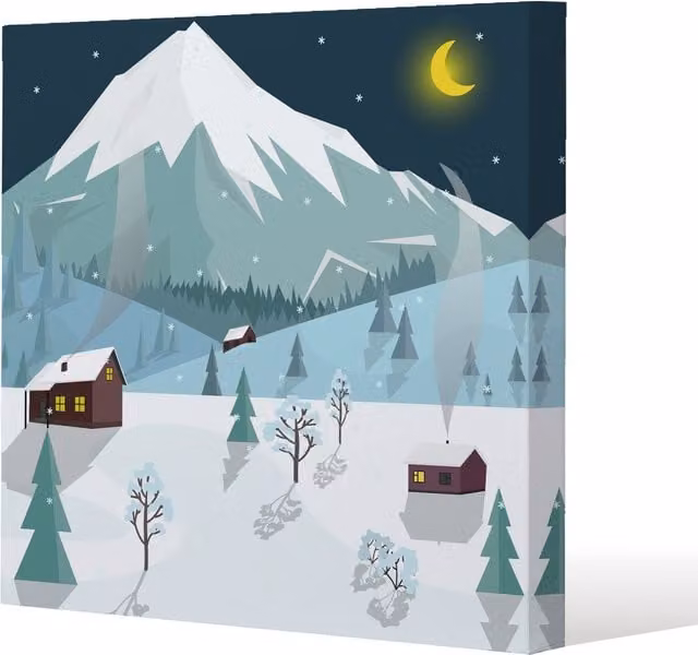 Benjamin Tate Design LTD Winter Landscape Gallery Canvas Illustration in Blue, Width: 90 cm
