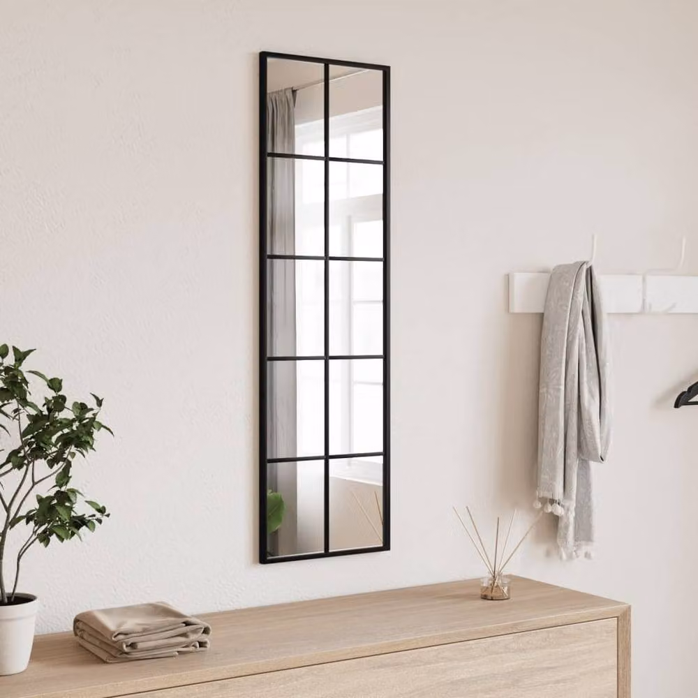 Berkfield Home Rectangular Wall Mirror in Black, W: 100 cm, H: 30 cm – 2