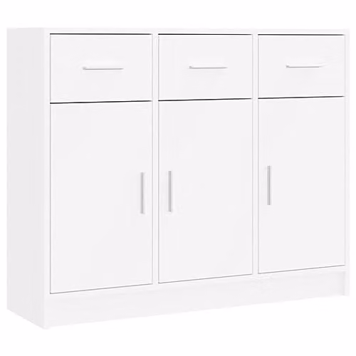 vidaXL Modern White Sideboard in Matt MDF, W/D/H: 91 x 27.5 x 75 cm