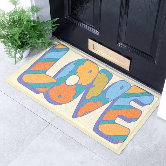 Artsy Mats Elizabeth Olwen Love Indoor/Outdoor Doormat in Beige and Multicolour, W/D/H: 70 x 40 cm – 1