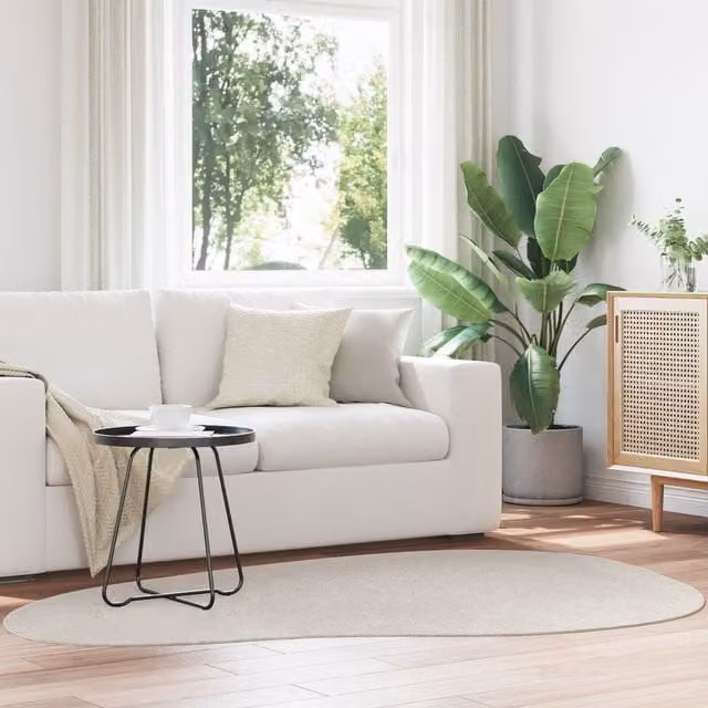 Berkfield Home HUARTE Short Pile Soft and Washable Geometric Rug in Beige and Sand, W: 140 cm, D: 200 cm – 1