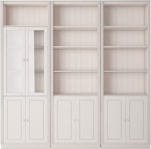 Dorel Anita 4 Wall Unit in White Lacquer with Glass Doors and Open Shelving