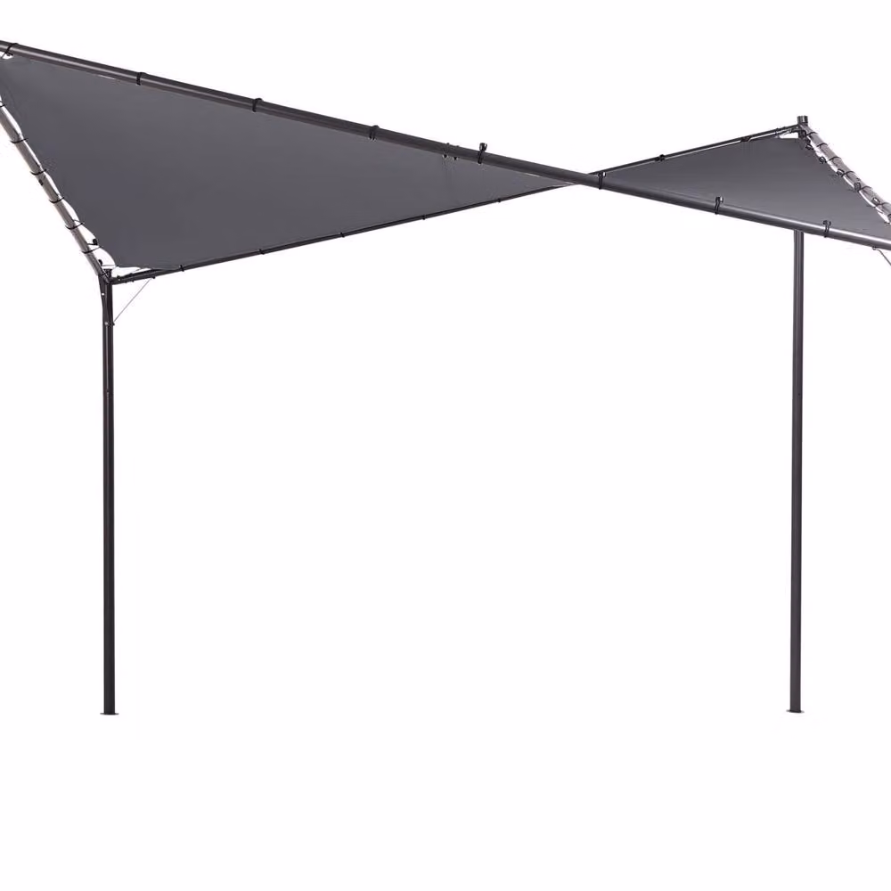 Wyld and Coco Curved Modern Pergola in Dark Grey Polyester and Steel, W/D/H: 300 x 300 x 300 cm – 2