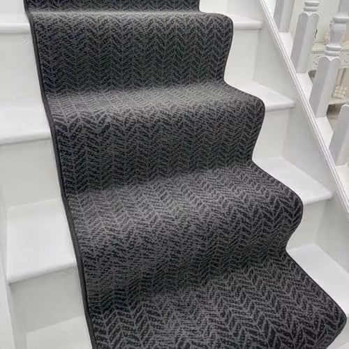 runrug Empire Stair Runner Carpet in Dark Grey, W: 60 cm, L: 660 cm – 1