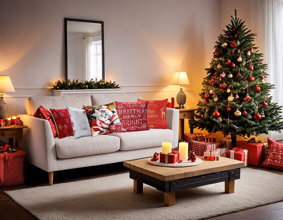 Luxury Living Red Velvet Christmas Decorative Cushion with Hollow Fibre Pad, W/D/H: 45 x 45 x 45 cm – 3