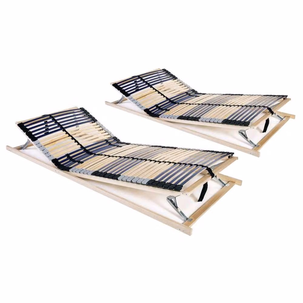 Berkfield Home Set of 2 Brown Slatted Bed Bases with 42 Ergonomic 7-Zone Wood Slats, W/D/H: 70 x 200 cm – 2