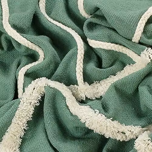 Riva Home Grey Striped Woven Cotton Boho Throw with Fringes, W/D/H: 150 x 130 x 1 cm – 3