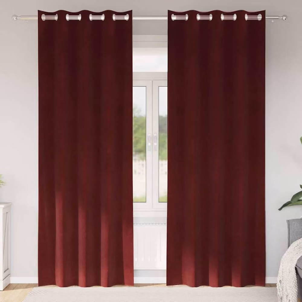 Berkfield Home Wine Red Velvet Blackout Eyelet Curtains, 2 Pack – 2