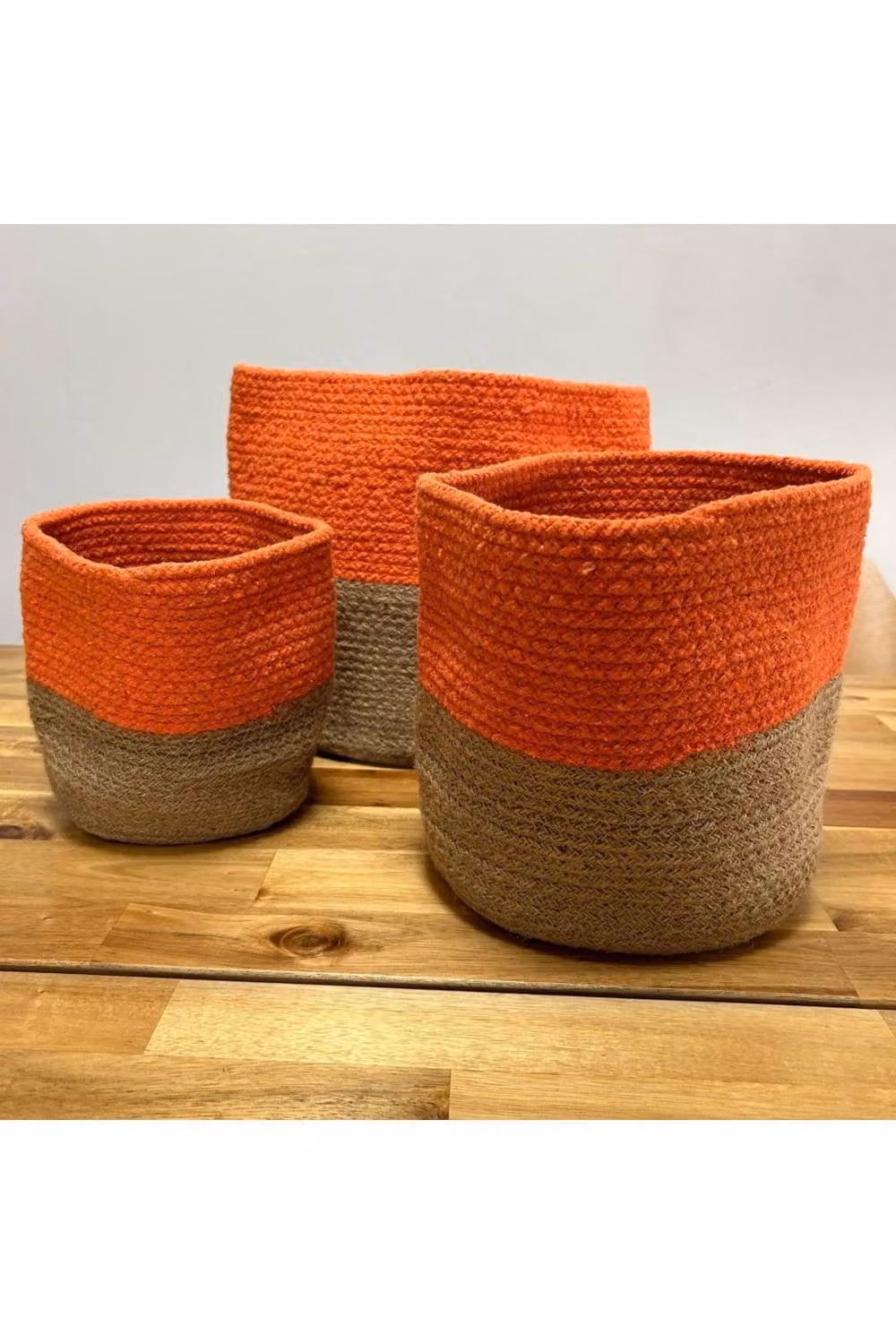 KDMD Set of 3 Orange Cotton Rope Storage Baskets for Laundry and Toys – 2